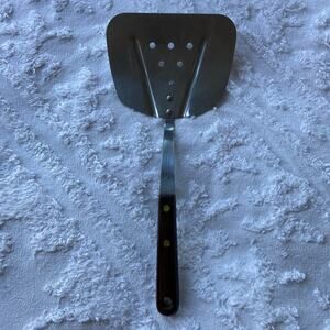 VTG ROBINSON STAINLESS STEEL USA Extra Wide Kitchen Spatula Wooden Handle 12"